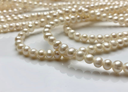 5 mm AA Large Hole Natural White Semi Round/Potato Freshwater Pearls Beads Hole Size 1.2 mm Genuine Large Hole Freshwater Pearls #1806