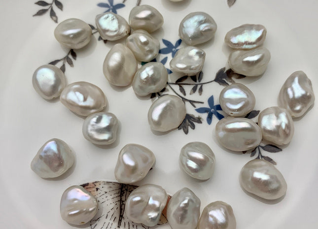 ONE Piece AAAAA 12-14 mm Top Quality High Luster Through Drilled Freshwater Keshi Pearl Beads Genuine Natural White Keshi Pearls #P1122-FH