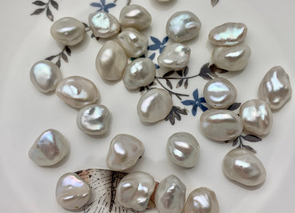 ONE Piece AAAAA 12-14 mm Top Quality High Luster Through Drilled Freshwater Keshi Pearl Beads Genuine Natural White Keshi Pearls #P1122-FH