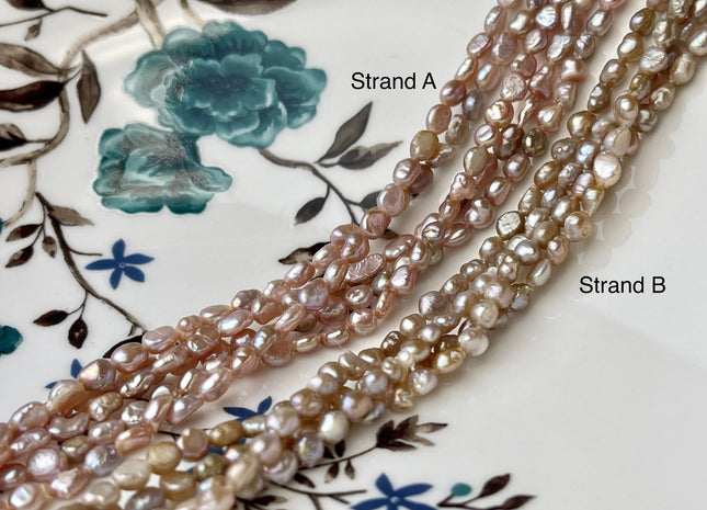 4 mm Natural Mauve Pink Potato Nugget Freshwater Pearl Beads Genuine Freshwater Pearls Tiny Mauve Nugget Cultured Seed Pearl Beads #P2314