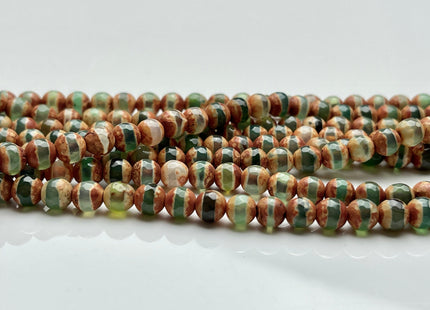 6mm AAA DZI Tibetan Agate Faceted Round Multi Orange Brown And Green Color Agate High Quality Agate Gemstone Loose Beads #4037