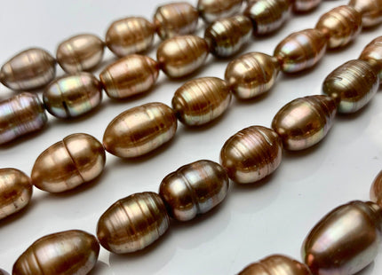 10-11x15 mm Copper Champagne Color Freshwater Rice/Oval Pearls Genuine Dark Champagne Freshwater Rice Pearl Beads #1934