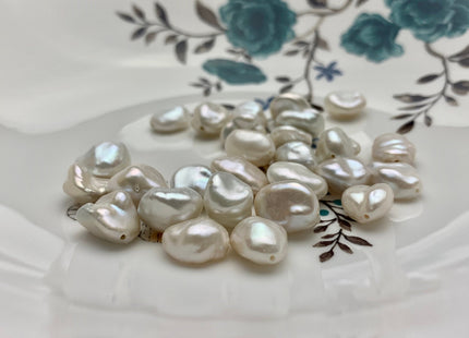 ONE Piece AAAAA 12-14 mm Top Quality High Luster Through Drilled Freshwater Keshi Pearl Beads Genuine Natural White Keshi Pearls #P1122-FH
