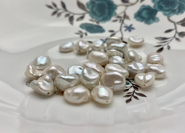 ONE Piece AAAAA 12-14 mm Top Quality High Luster Through Drilled Freshwater Keshi Pearl Beads Genuine Natural White Keshi Pearls #P1122-FH