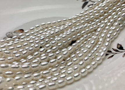 3.5-4x5mm AAAA Natural White Rice/Oval Freshwater Seed Pearl Beads Genuine Super High Luster Tiny Cultured Freshwater Pearl 75 Pieces #P1608