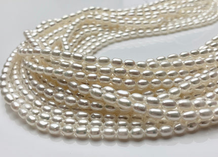 3.5-4x5mm AAAA Natural White Rice/Oval Freshwater Seed Pearl Beads Genuine Super High Luster Tiny Cultured Freshwater Pearl 75 Pieces #P1608