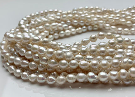 5-6x7mm Natural White Freshwater TearDrop Pearl Bead Genuine Natural White Freshwater Small Baroque Pearl 60 Pieces #P1318