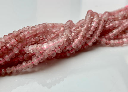 2.5x4 mm AAA Natural Color Faceted Rondelle Strawberry Quartz Gemstone Beads Top Quality Micro Faceted Quartz Gemstone Loose Beads # 2453