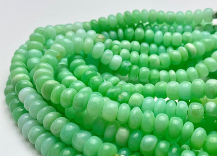 7-10 mm 100% All Natural Smooth Rondelle Parrot Green Opal Gemstone Beads Genuine Natural Peruvian Green Opal 8 Inches Strand #2936