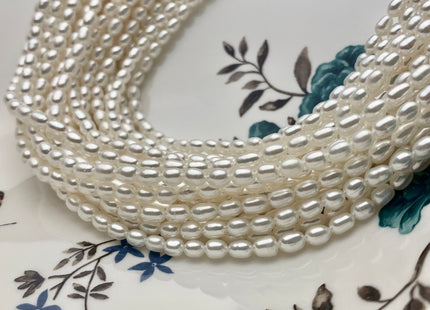 3.5-4x5mm AAAA Natural White Rice/Oval Freshwater Seed Pearl Beads Genuine Super High Luster Tiny Cultured Freshwater Pearl 75 Pieces #P1608