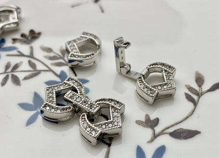 11x20mm 925 Sterling Silver Antique Double Shape Clasp Genuine Sterling Silver Findings 925 Sterling Silver Clasps w/CZ DIY Jewelry #10104
