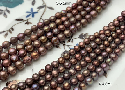 4-5 mm AAA Copper Chocolate Brown Off Round Freshwater Pearl Beads Genuine Dark Brown Small Potato Freshwater Pearls #P1403