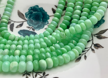 7-10 mm 100% All Natural Smooth Rondelle Parrot Green Opal Gemstone Beads Genuine Natural Peruvian Green Opal 8 Inches Strand #2936