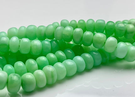 7-10 mm 100% All Natural Smooth Rondelle Parrot Green Opal Gemstone Beads Genuine Natural Peruvian Green Opal 8 Inches Strand #2936