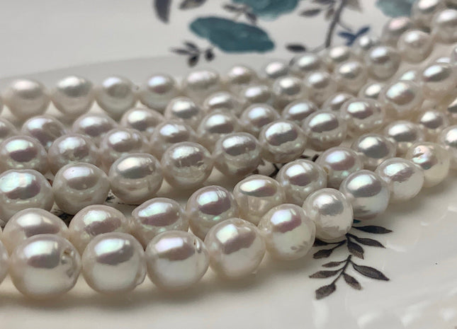 8 mm AAA Natural White Baroque Edison Freshwater Pearl Beads High Luster Genuine Top Quality Baroque Edison Pearls #P1054