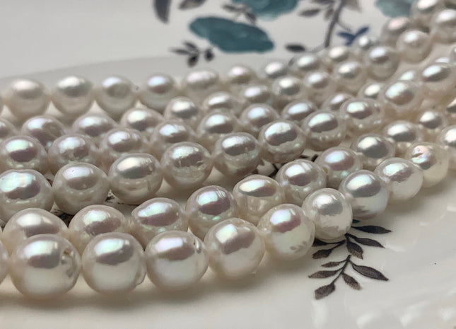8 mm AAA Natural White Baroque Edison Freshwater Pearl Beads High Luster Genuine Top Quality Baroque Edison Pearls #P1054
