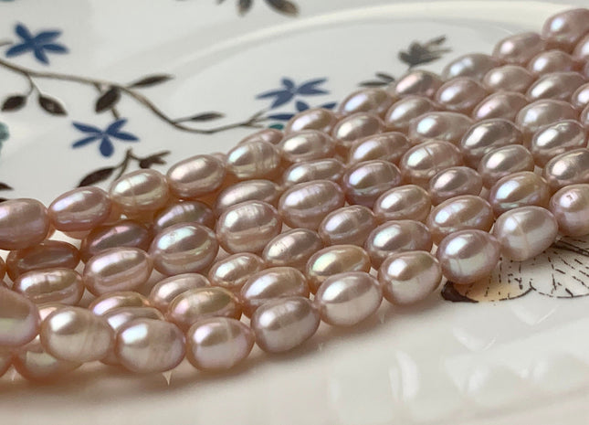 5x7-8 mm AAA Natural Pink Rice / Oval Freshwater Pearls Genuine Freshwater Pearls Beads Cultured Freshwater Pearls Natural Pink Color #1149
