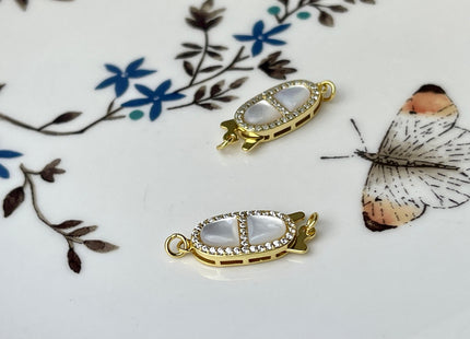 8x15 mm 925 Sterling Silver/Gold Extra Split Oval Shape Clasp Sterling Silver Findings With CZ Mother Of Pearl Silver Clasps #10292