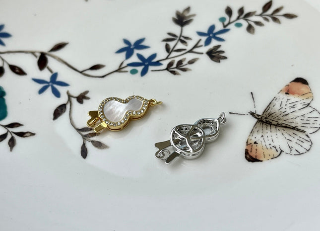 10x15 mm 925 Sterling Silver/Gold Extra Shiny Gourd Shape Clasp Sterling Silver Findings Mother Of Pearl Silver Clasps #10282