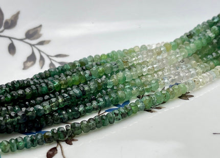 3mm 4mm Natural Shaded Emerald Gemstone Beads Faceted Rondelle Shape Genuine Green Emerald Tiny Gemstone Bead 8 Or 16 Inches Strand #3838
