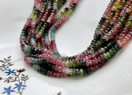 2x4 mm Or 3x5 mm Faceted Rondelle Natural Tourmaline Beads Natural Pink Green Black Watermelon Gemmy Tourmaline 13 Inches Strand #2200
