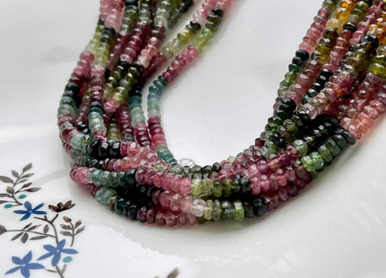 2x4 mm Or 3x5 mm Faceted Rondelle Natural Tourmaline Bead Natural Pink Green Black Watermelon Gemmy Tourmaline Gemstone 13 Inch Strand #2200