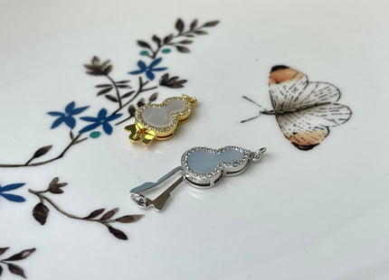 10x15 mm 925 Sterling Silver/Gold Extra Shiny Gourd Shape Clasp Sterling Silver Findings Mother Of Pearl Silver Clasps #10282
