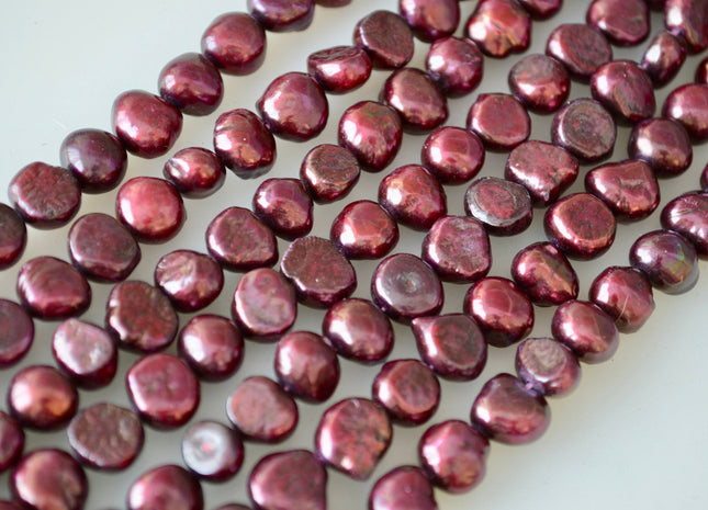 8-9mm Nugget Shape Burgundy Color Freshwater Pearl Beads Genuine Pearl #920