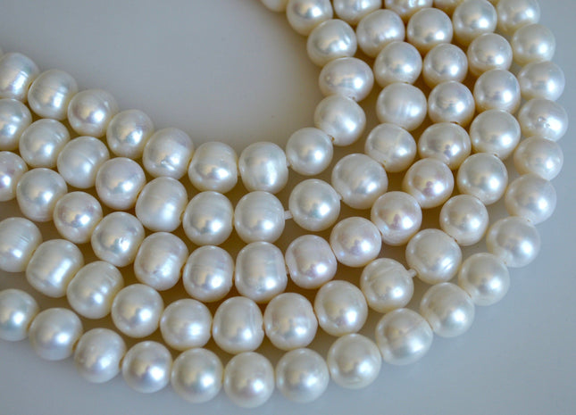 10 mm Half Strand Large Hole Natural White Freshwater Pearl Beads 2.0mm Hole, Large Hole White Freshwater Pearls #16
