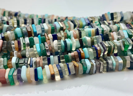 5mm 6mm 6-7mm 100% All Natural Mixed Amethyst Lapis Jade Turquoise Black Tourmaline Rose Quartz Flat Square Heishi Beads 8 Inches #3712