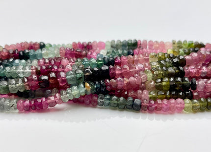 2x4 mm Or 3x5 mm Faceted Rondelle Natural Tourmaline Beads Natural Pink Green Black Watermelon Gemmy Tourmaline 13 Inches Strand #2200