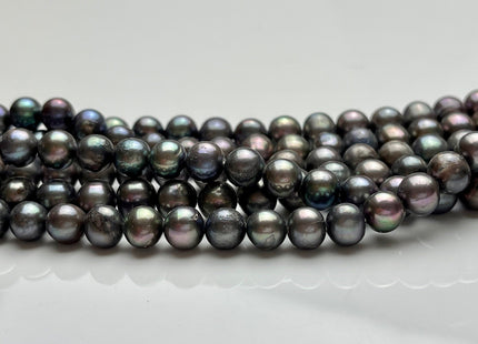 7.5-8mm Dark Gray Peacock Color Potato Freshwater Pearl Beads Genuine Cultured Freshwater Pearl Beads Peacock Potato Pearls 57 Pieces #P1528