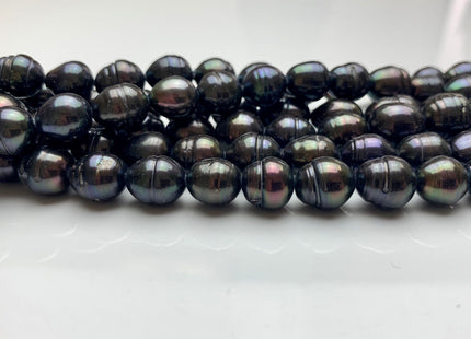 9x11 mm Dark Peacock/Green Color Freshwater Rice/Oval Pearls Genuine Black Peacock Rice/Oval Freshwater Pearls #1669