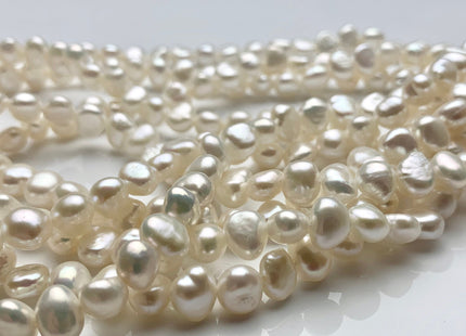 7-8 mm AAA Natural White High Luster Nugget Freshwater Pearls Genuine Natural White Smooth Potato Nugget Beads 62 Pieces #1447