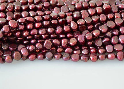 8-9mm Nugget Shape Burgundy Color Freshwater Pearl Beads Genuine Pearl #920