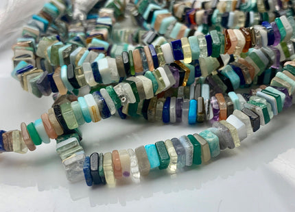 5mm 6mm 6-7mm 100% All Natural Mixed Amethyst Lapis Jade Turquoise Black Tourmaline Rose Quartz Flat Square Heishi Beads 8 Inches #3712