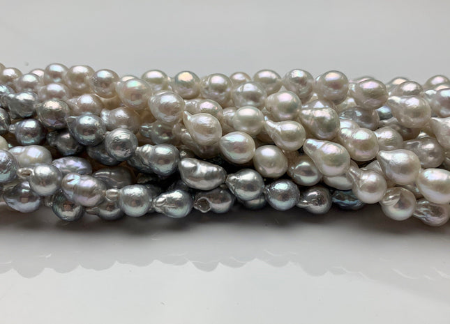7x9-10 mm Natural White/Silver Gray AAA Baroque Freshwater Pearl Cultured Baroque Pearls Natural Edison Baroque Freshwater Pearls #1040