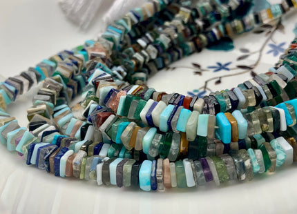 5mm 6mm 6-7mm 100% All Natural Mixed Amethyst Lapis Jade Turquoise Black Tourmaline Rose Quartz Flat Square Heishi Beads 8 Inches #3712
