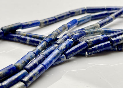 4x13-14 mm Tube Shape Natural Lapis Gemstone Beads Genuine Blue Gray Color Lapis Gemstone Loose Beads 15.5 Inches Strand #3843