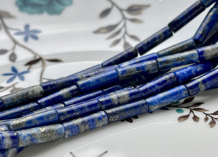 4x13-14 mm Tube Shape Natural Lapis Gemstone Beads Genuine Blue Gray Color Lapis Gemstone Loose Beads 15.5 Inches Strand #3843