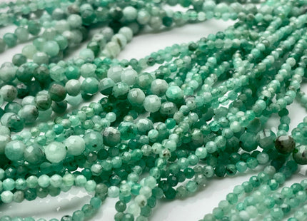 2mm 4mm AAA Natural Faceted Round Green Emerald Gemstone Beads Genuine Top Quality Emerald Small Gemstone Bead 15.5 inches Strand #3639