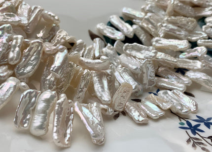 WHOLESALE 7x15-20 mm AAA Natural White Side Drilled Biwa Stick Pearls Genuine High Luster Top Drilled Natural Biwa Pearl Beads #1398