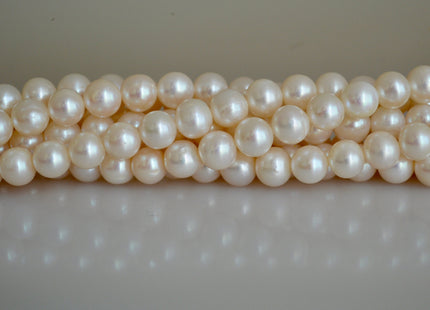 8 mm AA Semi Round Natural White Cultured Freshwater Pearls Genuine Natural Pearl Beads Lustrous Natural White Bridal Pearls #201