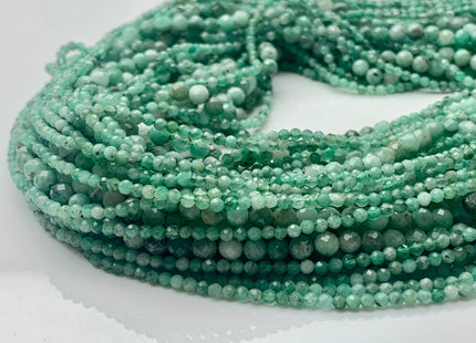 2mm 4mm AAA Natural Faceted Round Green Emerald Gemstone Beads Genuine Top Quality Emerald Small Gemstone Bead 15.5 inches Strand #3639