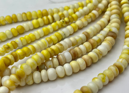 5-7mm Natural Smooth Rondelle Yellow Opal Large Hole Gemstone Beads Hole Size 1.0mm Genuine Peruvian Opal 8 Inches Strand #4237