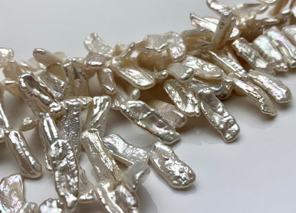 WHOLESALE 7x15-20 mm AAA Natural White Side Drilled Biwa Stick Pearls Genuine High Luster Top Drilled Natural Biwa Pearl Beads #1398