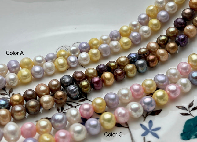 7-8 mm Multi Color Potato Freshwater Pearl Bead Mixed Pink White Purple Gold Red Peacock Brown Pearls Genuine Freshwater Pearl Beads #550