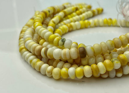 5-7mm Natural Smooth Rondelle Yellow Opal Large Hole Gemstone Beads Hole Size 1.0mm Genuine Peruvian Opal 8 Inches Strand #4237