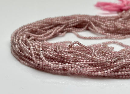 2 mm Faceted Round Tiny Pink Strawberry Quartz Gemstone Beads Genuine Natural Quartz Loose Beads 13 Inches Strand #4138