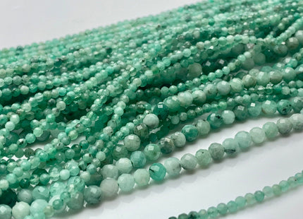 2mm 4mm AAA Natural Faceted Round Green Emerald Gemstone Beads Genuine Top Quality Emerald Small Gemstone Bead 15.5 inches Strand #3639